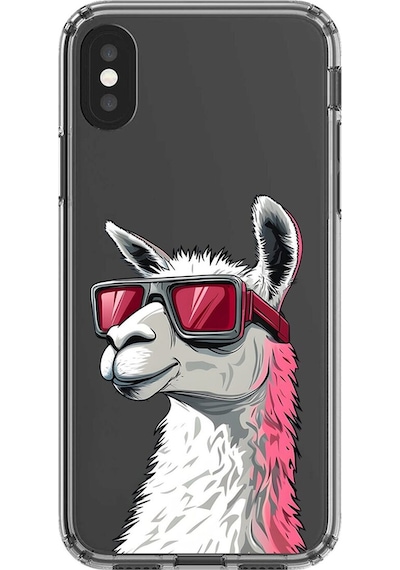 Apple Uyumlu iPhone X Şeffaf Kılıf Cool Lama Tasarımlı