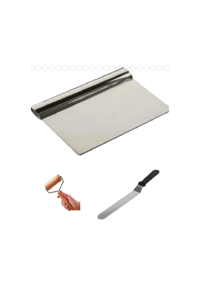 Pasta Sıvama Spatulası&hamur Rulosu&hamur Kazıyıcı Set Bhl Çelik Bej Diğer