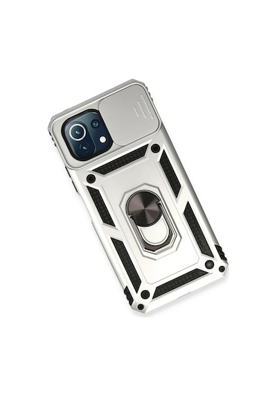 Cosmotex Newface Xiaomi Mi 11 Lite Kılıf Pars Lens Yüzüklü Silikon - Gümüş