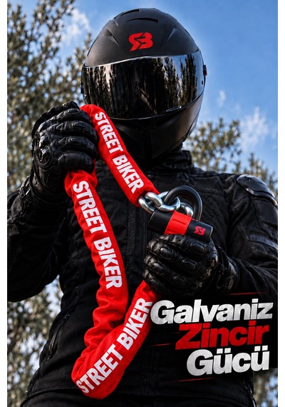 Street Biker Galvanizli Motosiklet Zincir Kilidi - Güçlendirilmiş Chain Lock 10 Mm X 90 Cm