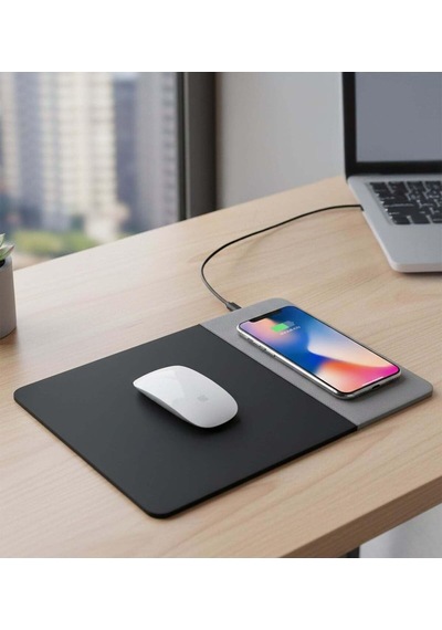 Wireless Şarj Mouse Pad, Gri