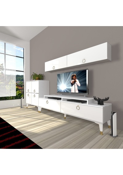 Decoraktiv Ekoflex 6y Mdf Gold Tv Ünitesi Tv Sehpası Beyaz