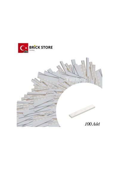 Yedek Parçalar, 100 Adet 1x6 Tile Düz Fayans Parçası, Beyaz White ,6636