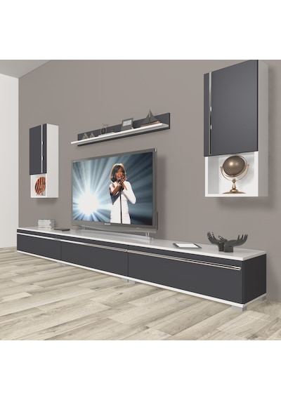 Decoraktiv Eko 270ta Mdf Tv Ünitesi Tv Sehpası Beyaz - Antrasit