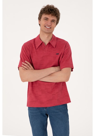 U.S. Polo Assn. Erkek Comfort Fit Kaçık Yaka Vişne Tişört 50303224-VR223