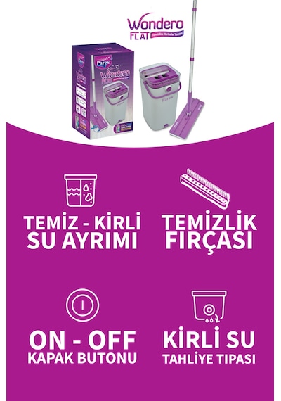 Wondero Flat Temizlik Seti + Yedek Mop Avantaj Paketi