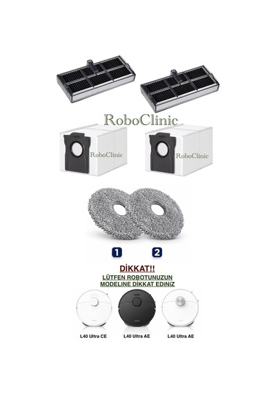 Dreame L40 Ultra Ce Ve Ae Robot Süpürge Uyumlu Yedek Toz Torbası, Filtre, Mop Paspas -6 Parça
