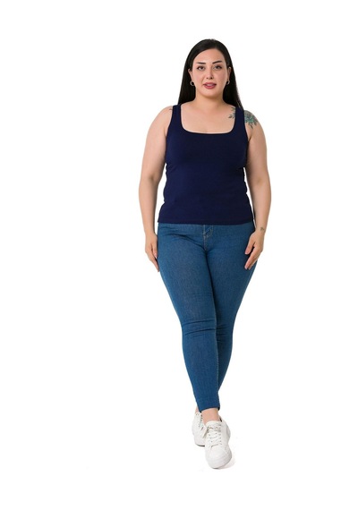 Disentis Büyük Beden Askılı Yarım Astarlı Viskon Lacivert Body-lacivert Lacivert