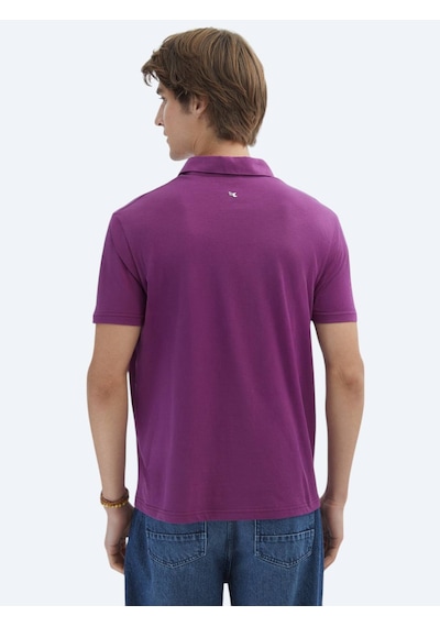 Kip Mürdüm Düz Polo Yaka %100 Pamuk T-shirt MÜRDÜM