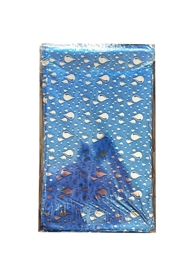 Omeyva Mavi Su Damlası Desenli Metalize Hediye Paketi Torba Poşet - 20x35 Cm. - 100 Adetlik 5 Paket