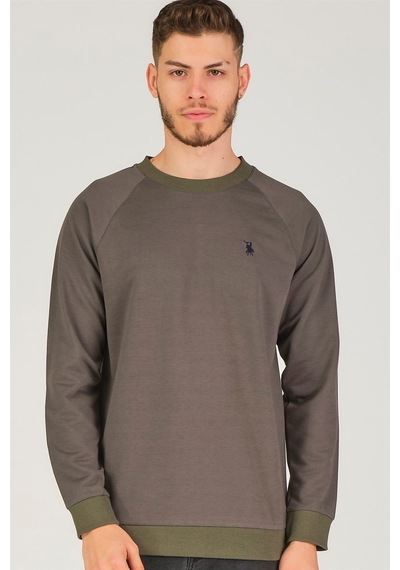 V4003 Dewberry Reglan Kol Erkek Sweatshırt-haki Haki
