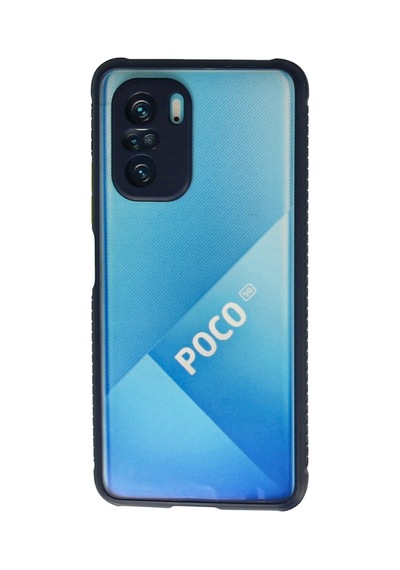Poco F3 Kılıf Miami Şeffaf Silikon - Lacivert Çok Renkli