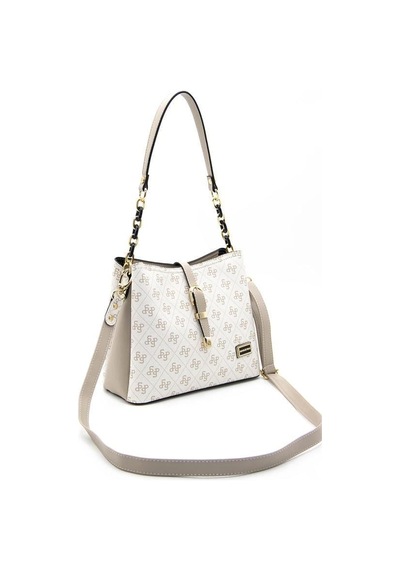 Silver Polo Sp974 Kadın Omuz Çantası Monogram Bej-kum