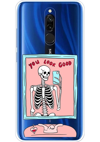 Redmi 8 Uyumlu You Look Good İskelet Tasarımlı Baskılı Silikon Kılıf Renkli