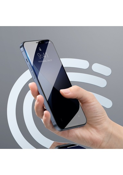 Baseus Apple Uyumlu   iPhone 12 Pro Max 6.7 0,23mm Anti Spy Çerçeveli Tempered Cam Ekran Koruyucu 2 Adet Set