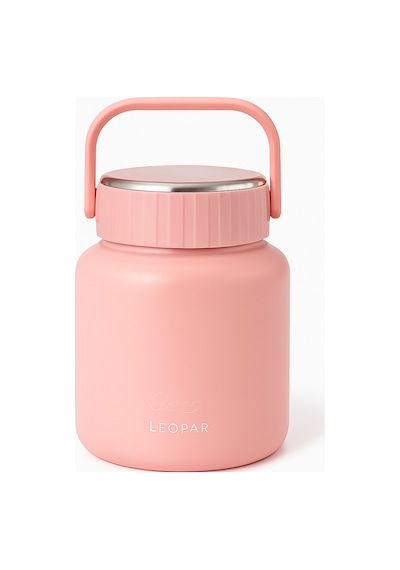 Çelik Mama Termosu Sıcak Veya Soğuk Yiyecekler İçin Öğle Yemeği Termosu 900 Ml - Pembe Pembe