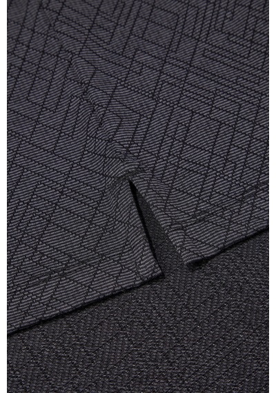 Jakar Desenli Polo Yaka Erkek T-shirt Siyah Siyah