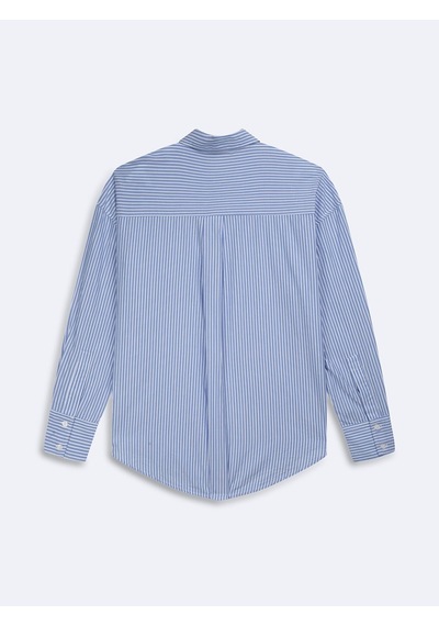 LTB Çizgili Oversize Mavi Gömlek Mid Indigo