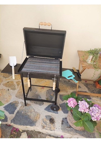 40x50x75 Barbekü Mangal Oluklu Izgara Kapaklı Varil Mangal Barbekü