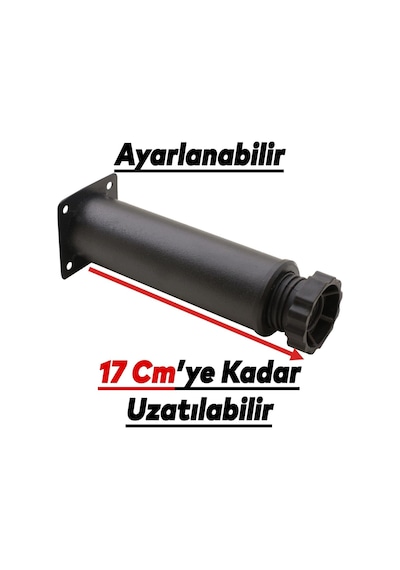 Badem10 8 Adet Mobilya Kanepe Baza Koltuk Metal Destek Ayağı Ayarlanabilir 15 Cm Siyah Metal Yükseltici Ayak Diğer