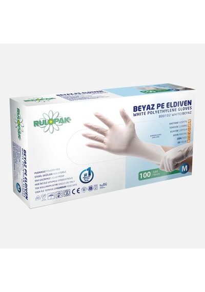 Rulopak Pe 100'lü Small Temizlik Eldiveni Beyaz