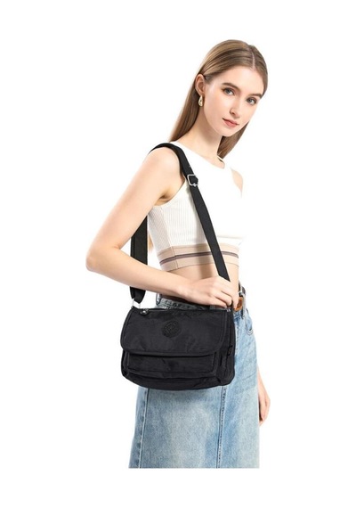 Barcelona K21 Krinkıl Kumaş Kadın Postacı Çantası Smart Bags 1148 Siyah