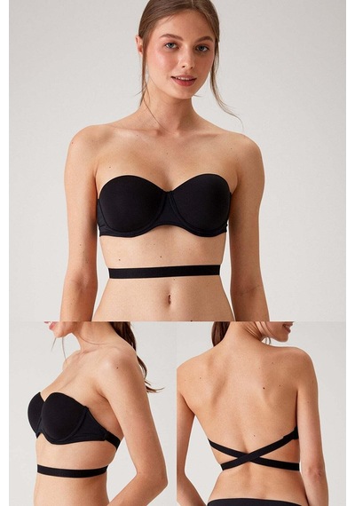 Pierre Cardin Kadın 6027 Pisa Destekli Push-up Straplez Multi Function Sütyen Siyah