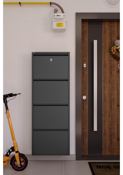 Ceha Kilitli 4'lü Metal Ayakkabılık Füme - K.AYK-4 /AB7979/KL