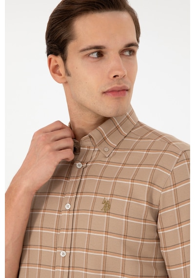 U.s. Polo Assn. Erkek Kum Gömlek Desenli 50296615-vr085 Kum