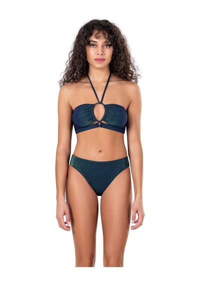 Endeep Kadın Boyundan Bağlamalı Simli Straplez Bikini Takımı