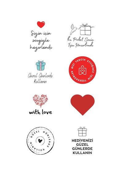 Lexroo Paketlemeye Özel 8 Çeşit Sticker Seti, 560 Adet 16 Sayfa Çok Renkli