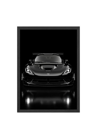 Dodge Viper Acr Siyah Ahşap Çerçeveli Poster, Dekoratif Araba Duvar Tablosu