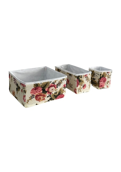 3'lü Çekmece İçi Çamaşır Düzenleyici Çocuk Odası Katlanır Saklama Kutusu Organizer Set-ingiliz Gülü Desenli