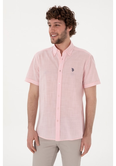 U.s. Polo Assn. Erkek Açık Pembe Gömlek Kısa Kollu 50306324-vr078 Acık Pembe Açık Pembe
