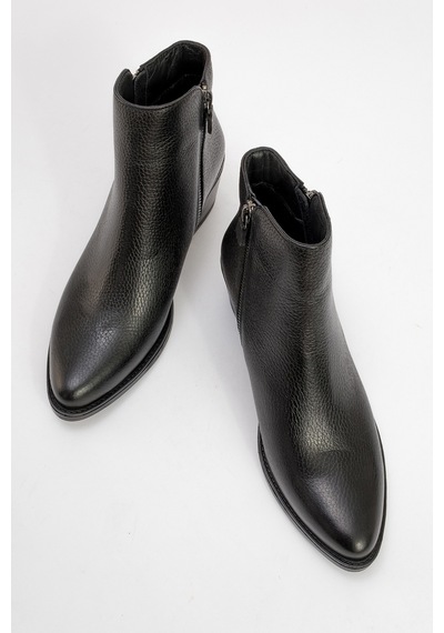 Luvishoes Luvi Shoes Jayer Siyah Floter Hakiki Deri Fermuarlı Kadın Topuklu Bot Siyah Floter