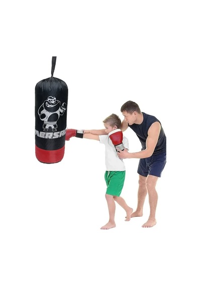 40cm Boks Torbası Çoçuklar İçin Eldiven Askılı Boxing Kum Torbası Kırmızı