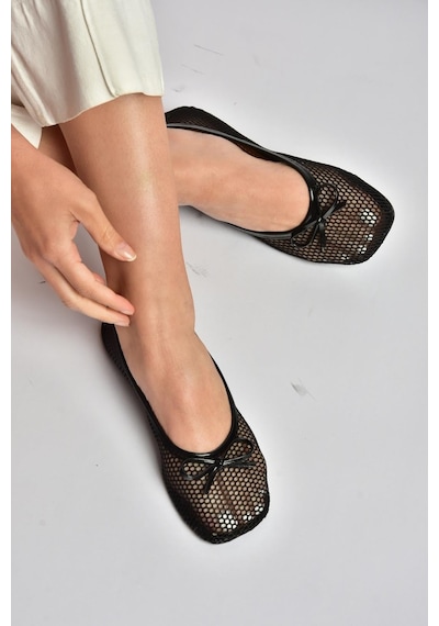 Fox Shoes Y274623315 Siyah File Kadın Babet