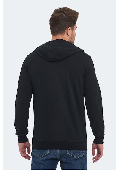 Slazenger Oslo In Erkek Kapüşonlu Cepli Siyah Sweatshirt Siyah