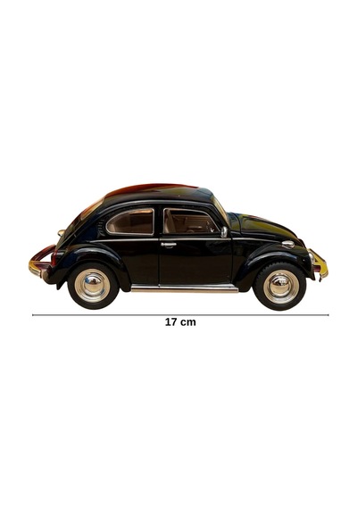 Nostaljik Beetle Vosvos Oyuncak Araba - 17cm Büyük Boy - Sesli Işıklı Ve Sürtmeli - Siyah Model Çok Renkli