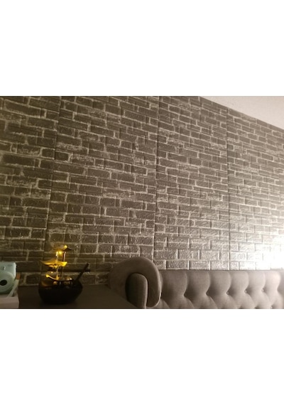 Renkli Duvarlar Nw24 3D Kendinden Yapışkanlı Alaca Gri Salon Duvar Kağıdı Paneli