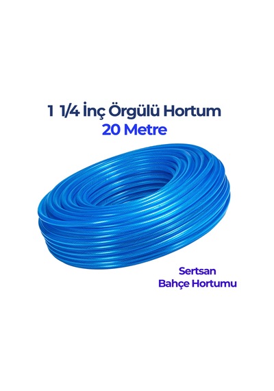 Örgülü Su Hortumu 1 1/4 İnç 20 Metre Mavi Dayanıklı Bahçe Hortumu