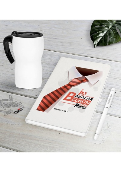 Kişiye Özel İlk Babalar Günün Kutlu Olsun Beyaz Defter Kalem Term