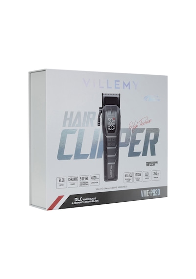 Vme-p920 Profesyonel Saç Ve Sakal Kesme Makinesi Bldc Motor Şarjlı Dlc Seramik Bıçak 10 Tarak Dijital Ekran 4600 Mah