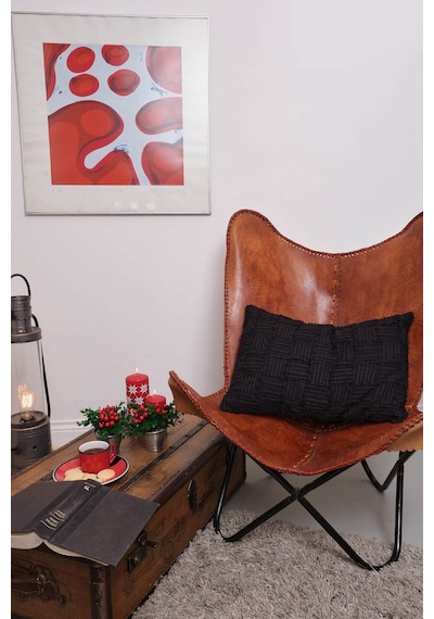 Peraluna Foam Pıllow Şifon Şerit Triko Yastık Kılıfı 60x40 Cm Siyah - Siyah