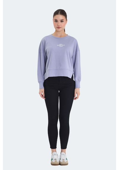 Slazenger Vıtal 2 Li Set Kadın Oversıze Lila - Siyah Sweatshirt Lila - Siyah