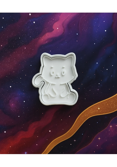 Kedi Kurabiye Kalıbı Seti 2li Beyaz Donutlu Kedi Kurabiye Kalıbı Ve Oturan Kedi Şeker Hamuru Kalıbı Beyaz