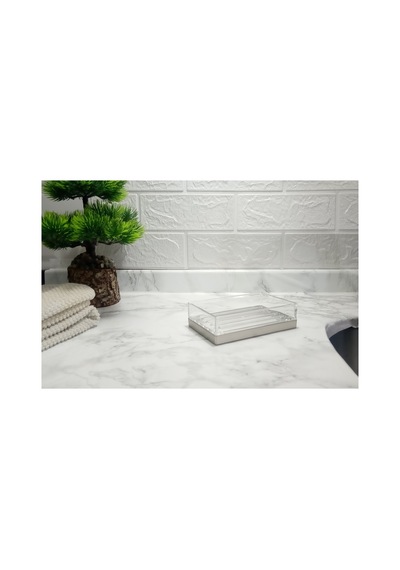 Buççin Online Mağaza Sabunluk Modern Gümüş Tasarımlı Akrilik 12x8x3cm Akrilik Turuncu Çok Renkli