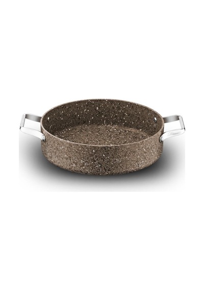Brioni Stone Age Çizilmez Yanmaz Yapışmaz Terra 28 Cm Basık Tencere Kahverengi