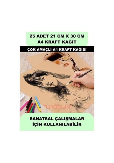 25 Adet A4 Kraft Kağıt 21x30 100 Gr. Yazıcı Uyumlu, Vintage Resim Kağıdı, Çocuk Etkinlik Kağıdı
