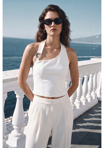 Sateen Aksesuar Detaylı Bluz - Ekru-137445
